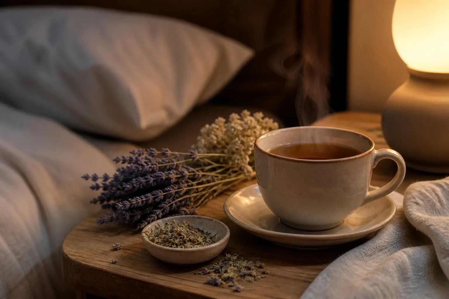 Routine du soir : thé et plantes pour préparer le sommeil